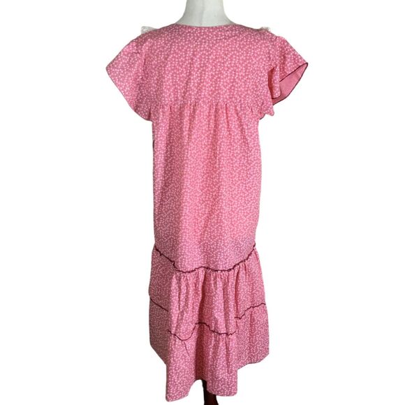 Lando Vintage Pink Ruffled Floral Nightgown Lace Trim & Button Front - Picture 3 of 7